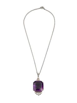 Bijouterie, Joaillerie | SeblAntic Pendentif Art Deco En Platine, Diamants Et Amethyste