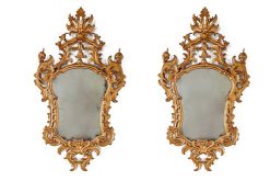 Miroirs, Trumeaux | Galleria Sinigaglia Paire De Miroirs Italiens En Bois Dore D'Epoque Louis Xv