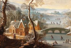 Louis Xiv | Galerie FC Paris Paysage D'Hiver Avec Patineurs Sur Une Riviere Gelee, Ecole Hollandaise Xviie Siecle