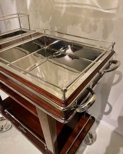 Art Deco | Robin Kowalski Antiques Chariot-Bar En Metal Chrome Et Bois Laque Par Henri Beard