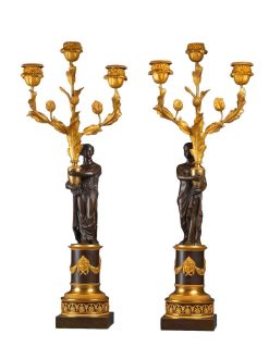 Directoire | Galerie Lamy Chabolle Candelabres Aux Fleurs De Pavot, Epoque Directoire