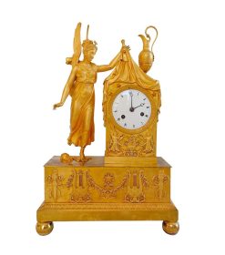 Empire | GSLR Antiques Pendule Empire En Bronze Dore - Le Lever Du Jour