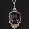 Bijouterie, Joaillerie | SeblAntic Pendentif Art Deco En Platine, Diamants Et Amethyste