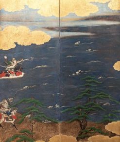 Arts D'Asie | Tora Tori Paravent Japonais A 6 Panneaux - La Guerre Des Genpei 18E Siecle