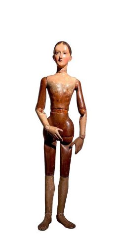 Xixe Siecle | Herwig Simons Fine Arts Mannequin Napolitain Articule En Bois Polychrome