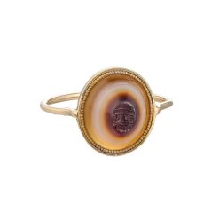 Bijouterie, Joaillerie | Matthew Holder Bague Georgienne En Or Avec Une Ancienne Intaille En Agate A Bandes Representant Un M