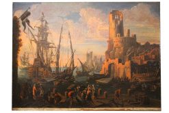 Louis Xiv | Didascalies Scene De Port, Ecole Italienne Vers 1700