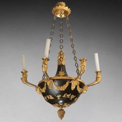 Empire | Laurent Chalvignac Lustre En Bronze Patine Et Dore Epoque Empire Circa 1800