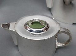 Annees 50-60 | Emmanuel Redon Silver Fine Art C. Fjerdingstad - Service A The Cafe Moderniste En Argent Massif Circa 1950