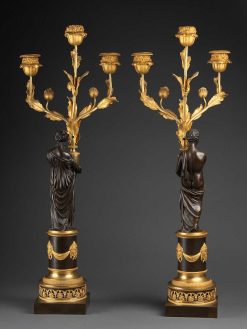 Directoire | Galerie Lamy Chabolle Candelabres Aux Fleurs De Pavot, Epoque Directoire