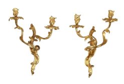 Louis Xv | Galerie Gilles Linossier Paire D'Appliques En Bronze Dore D'Epoque Louis Xv