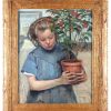 Nouveautes | Jan Muller Firmin Baes (1874-1943) Jeune Fille Tenant Un Pot De Fleurs