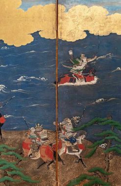 Arts D'Asie | Tora Tori Paravent Japonais A 6 Panneaux - La Guerre Des Genpei 18E Siecle