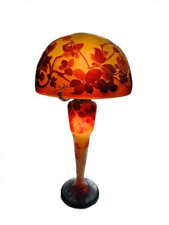 Art Nouveau | Antiquités Art Nouveau Emile Galle - Grande Lampe Champignon Art Nouveau "Fleurs De Cerisier Du Japon"