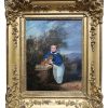 Restauration | Galerie de Lardemelle Theophile Charon-Lemerillon (1807 1873) - Portrait En Pied D'Un Enfant Avec Son Chien