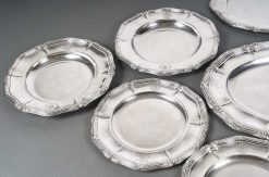 Argenterie Et Orfevrerie | Emmanuel Redon Silver Fine Art Gustave Odiot Set De Dix Plats En Argent Massif Xixe Siecle