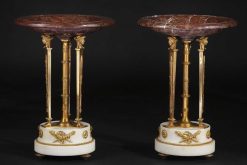 Restauration | Phidias Antiques Paire D'Atheniennes En Bronze Dore Et Marbre