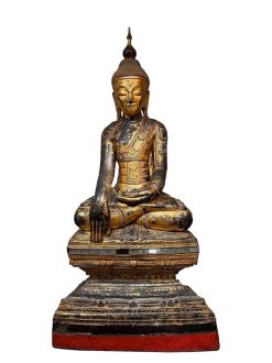 Art Nouveau | La Crédence Tres Grand Bouddha En Bois Sculpte Et Dore, Birmanie 19E Siecle