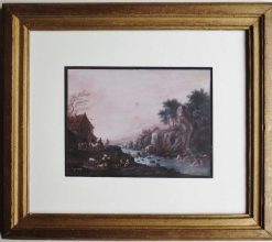 Xviiie Siecle | Anne Besnard Paysage Bucolique Anime, Gouache De Jean Baptiste Lallemand