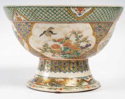 Arts D'Asie | Tora Tori Grande Coupe En Porcelaine Sur Pied-Douche De Kyoto