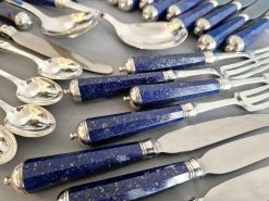 Argenterie Et Orfevrerie | Alexis Allegro Peter Paris - Menagere De 51 Pieces En Argent Massif Et Lapis Lazuli