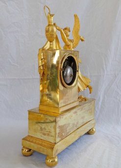 Empire | GSLR Antiques Pendule Empire En Bronze Dore - Le Lever Du Jour