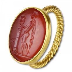 Bijouterie, Joaillerie | Matthew Holder Bague En Or Avec Une Intaille En Cornaline D'Hermes Kriophoros, 1Er Siecle Av Jc