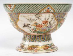 Arts D'Asie | Tora Tori Grande Coupe En Porcelaine Sur Pied-Douche De Kyoto