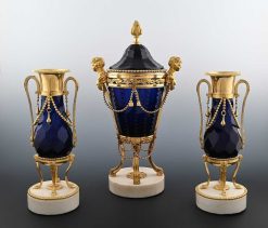 Louis Xvi | Limburg Antiquairs Ensemble De De Pot-Pourri En Verre Bleu