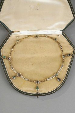 Napoleon Iii | Ouaiss Antiquités Collier En Or Articule Et Pierres Precieuses Du Xixe Siecle