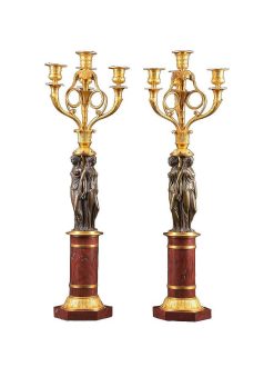 Empire | Mora Antiques Paire De Candelabres Empire