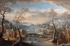 Louis Xiv | Galerie FC Paris Paysage D'Hiver Avec Patineurs Sur Une Riviere Gelee, Ecole Hollandaise Xviie Siecle