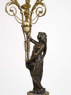 Louis Xvi | Christophe Havas Paire De Candelabres Louis Xvi En Bronze Patine Et Dore