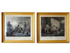 Gravures Anciennes | GSLR Antiques Paire De Gravures D'Epoque Restauration - Le Trompette Blesse & Le Chien Du Regiment