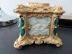 Objets De Vitrine | Antiquités Biau Boite En Malachite, Bronze Et Porcelaine Epoque Napoleon Iii