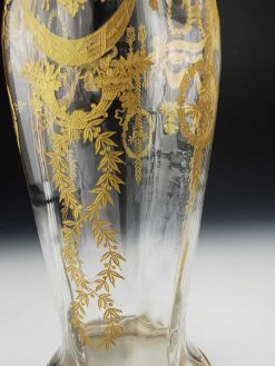 Verrerie, Cristallerie | L'orfèvrerie lyonnaise Paire De Grands Vases Rouleau En Cristal Et Laiton Dore