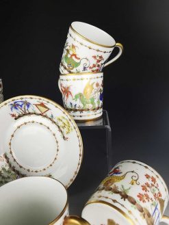 Ceramiques, Porcelaines | L'orfèvrerie lyonnaise Le Tallec - "Cirque Chinois" Service 6 Tasses En Porcelaine