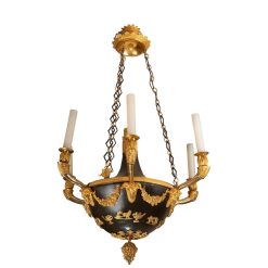 Empire | Laurent Chalvignac Lustre En Bronze Patine Et Dore Epoque Empire Circa 1800