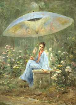 Art Nouveau | Art Revival Jeune Femme Sous Un Parasol - Walter Anderson (1856-1887)