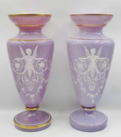 Verrerie, Cristallerie | Anne Besnard Paire De Vases En Opaline, Xixe Siecle