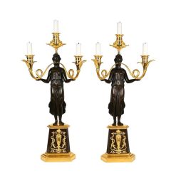 Directoire | Limburg Antiquairs Paire De Grands Candelabres D'Epoque Directoire