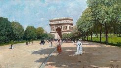 Art Nouveau | Galerie de Lardemelle Fausto Giusto (1867 1941) - L'Avenue Du Bois De Boulogne A Paris