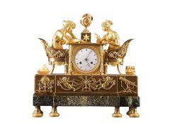 Empire | Mora Antiques Pendule Empire Dite A La Lecon D'Astronomie Ou Double Liseuse