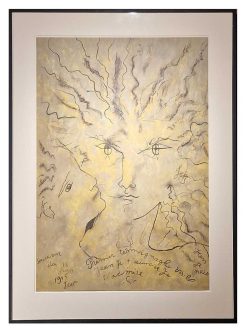 Gravures Anciennes | Castellino Fine Arts Visage Flamboyant, Lithographie - Jean Cocteau (1889 1963)