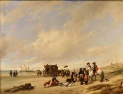 Nouveautes | Antichità Castelbarco La Plage De Scheveningen, Hubertus Van Hove (La 1814 -1865)