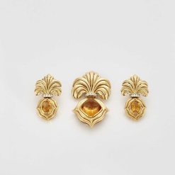 Bijouterie, Joaillerie | Joëlle Lasry Repossi - Parure Boucles D'Oreilles Et Broche En Or Et Citrine