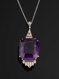 Bijouterie, Joaillerie | SeblAntic Pendentif Art Deco En Platine, Diamants Et Amethyste