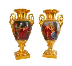 Empire | GSLR Antiques Paire De Vases Empire En Porcelaine De Paris